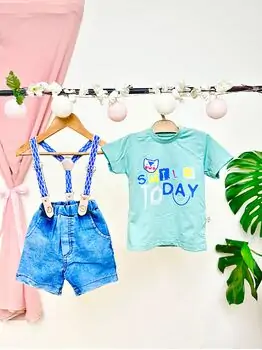 Short And Shirt Set Smile To Day  კომბინიზონი