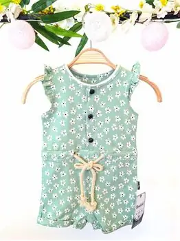 Romper Green Flowers საბავშვო რომპერი