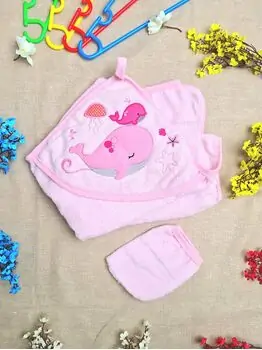 Bobix Hooded Towel Seaside Print Pink საბავშვო პირსახოცი, 4 image