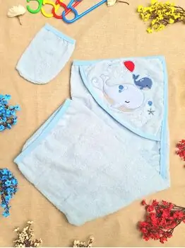 Bobix Hooded Towel Seaside Print Blue საბავშვო პირსახოცი