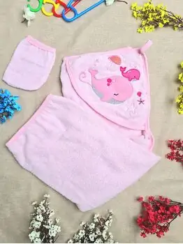 Bobix Hooded Towel Seaside Print Pink საბავშვო პირსახოცი