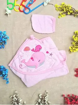 Bobix Hooded Towel Seaside Print Pink საბავშვო პირსახოცი, 3 image