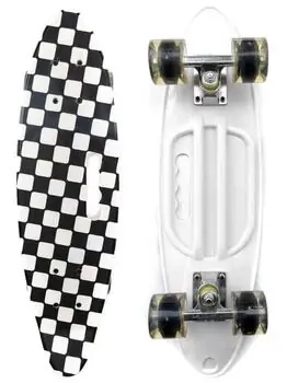 Penny Board Black and white squares With LED Wheels პენიბორდი