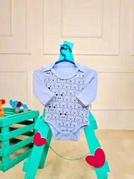 Bebio Bodysuit Cute Pandas Blue - ჩვილის ბოდე