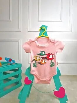 Bebio Bodysuit Colorful Fish Pink - ჩვილის ბოდე