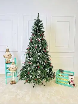 Snow-Covered Christmas Tree With Pine Cones And Berries საახალწლო ნაძვის ხე დათოვლილი ტოტებით, გირჩით და კენკრით 210 CM (OT2340)