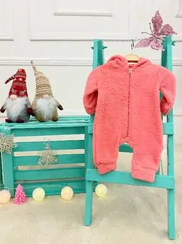 Fluffy Deer Romper Pink - საბავშვო რომპერი