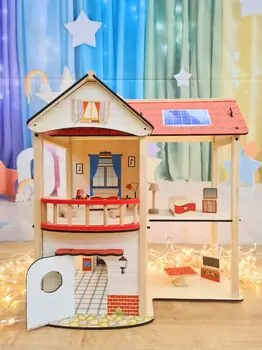 Moni Wooden Dollhouse Elly EV22 - ხის სათამაშო სახლი
