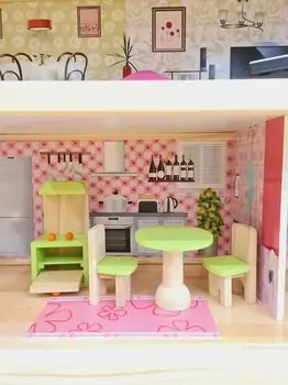 Moni Toys 4110 Wooden doll house Mila საბავშვო ხის სათამაშო თოჯინის სახლი, 4 image