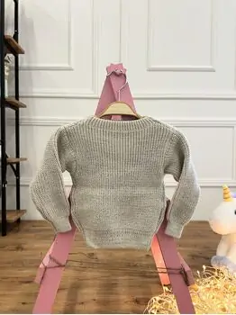 Cute Knitted Sweater Beige - გრძელ მკლავიანი სვიტერი, 2 image