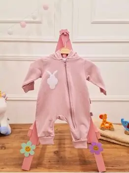 Baby Romper Cute Rabbit Pink რომპერი, 2 image