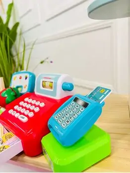 Cash Register Toy For Kids With Fruits Vegetables Shopping Basket - საბავშვო სათამაშო სალარო აპარატი, 4 image
