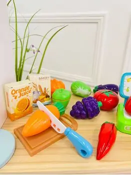 Cash Register Toy For Kids With Fruits Vegetables Shopping Basket - საბავშვო სათამაშო სალარო აპარატი, 6 image