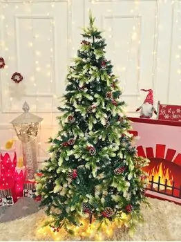 Christmas Tree With Pine Cones And Berries საახალწლო ნაძვის ხე სილიკონის შერეული  წიწვებით, გირჩით და კენკრით 180 სმ (OT2003), 3 image