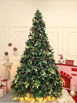 Christmas Tree With Pine Cones And Berries საახალწლო ნაძვის ხე შერეული სილიკონის წიწვებით გირჩით და კენკრით 280 სმ (OT2006)