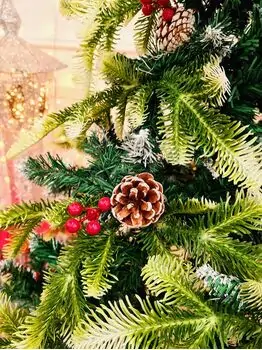 Christmas Tree With Pine Cones And Berries საახალწლო ნაძვის ხე სილიკონის შერეული  წიწვებით, გირჩით და კენკრით 180 სმ (OT2003), 15 image
