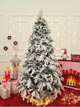 Snow-Covered Christmas Tree With Pine Cones საახალწლო ნაძვის ხე დათოვლილი ტოტებით და გირჩით 210 სმ (OT2083)