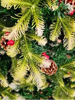 Christmas Tree With Pine Cones And Berries საახალწლო ნაძვის ხე სილიკონის შერეული  წიწვებით, გირჩით და კენკრით 180 სმ (OT2003), 14 image