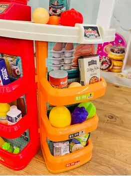 Market Play Set With Shopping Cart საბავშვო ფუნქციური დახლ-მაღაზია ურიკით, 4 image