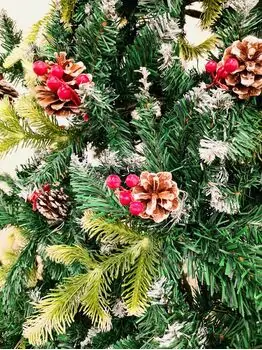 Christmas Tree With Pine Cones And Berries საახალწლო ნაძვის ხე შერეული სილიკონის წიწვებით გირჩით და კენკრით 280 სმ (OT2006), 5 image