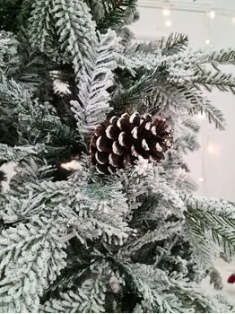 Snow-Covered Christmas Tree With Pine Cones საახალწლო ნაძვის ხე დათოვლილი ტოტებით და გირჩით 240  სმ (OT2084), 6 image
