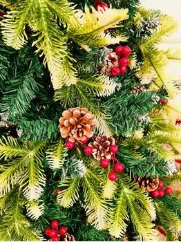 Christmas Tree With Pine Cones And Berries საახალწლო ნაძვის ხე სილიკონის შერეული  წიწვებით, გირჩით და კენკრით 180 სმ (OT2003), 16 image