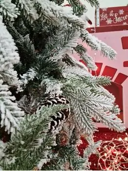 Snow-Covered Christmas Tree With Pine Cones საახალწლო ნაძვის ხე დათოვლილი ტოტებით და გირჩით 240  სმ (OT2084), 11 image