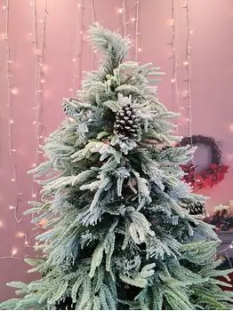 Snow-Covered Christmas Tree With Pine Cones 240 CM ნაძვის ხე დათოვლილი, შერეული სილიკონის ტოტებით და გირჩით, 7 image