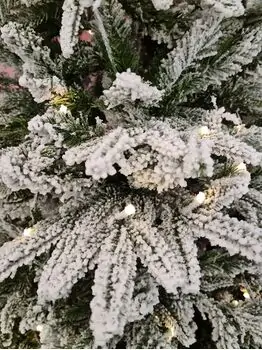 Snow-Covered Christmas Tree With Lights 210 CM ნაძვის ხე დათოვლილი, შერეული სილიკონის ტოტებით და განათებით, 5 image