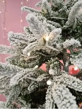 Snow-Covered Christmas Tree With Lights 210 CM ნაძვის ხე დათოვლილი, შერეული სილიკონის ტოტებით და განათებით, 6 image