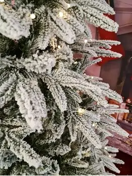 Snow-Covered Christmas Tree With Lights 210 CM ნაძვის ხე დათოვლილი, შერეული სილიკონის ტოტებით და განათებით, 7 image