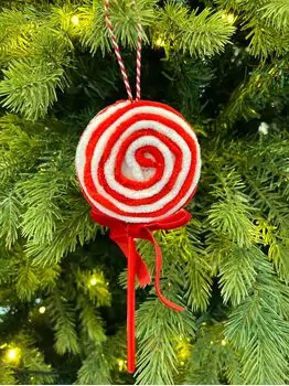 Christmas Candy Lollipop Red ნაძვის ხის სათამაშოები