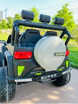 Super Sport Jeep Grey - ელექტრო მანქანა ტყავის სავარძლით და კაუჩუკის საბურავებით, 8 image