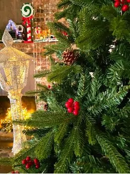 Christmas Tree  240 CM With Pine Cones And Berries PE + PVC - ნაძვის ხე შერეული სილიკონის წიწვებით, გირჩით და კენკრით, 11 image