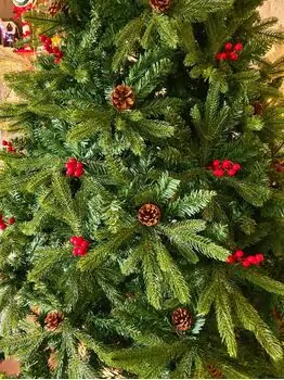 Christmas Tree  240 CM With Pine Cones And Berries PE + PVC - ნაძვის ხე შერეული სილიკონის წიწვებით, გირჩით და კენკრით, 2 image