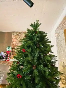 Christmas Tree  240 CM With Pine Cones And Berries PE + PVC - ნაძვის ხე შერეული სილიკონის წიწვებით, გირჩით და კენკრით, 5 image