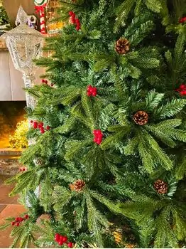 Christmas Tree  240 CM With Pine Cones And Berries PE + PVC - ნაძვის ხე შერეული სილიკონის წიწვებით, გირჩით და კენკრით, 6 image