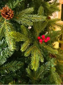 Christmas Tree  240 CM With Pine Cones And Berries PE + PVC - ნაძვის ხე შერეული სილიკონის წიწვებით, გირჩით და კენკრით, 9 image