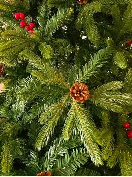 Christmas Tree  240 CM With Pine Cones And Berries PE + PVC - ნაძვის ხე შერეული სილიკონის წიწვებით, გირჩით და კენკრით, 13 image