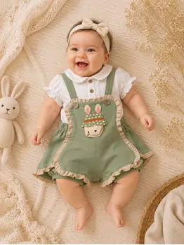 Sage Bunny Overalls - საბავშვო კომბინიზონი, 2 image