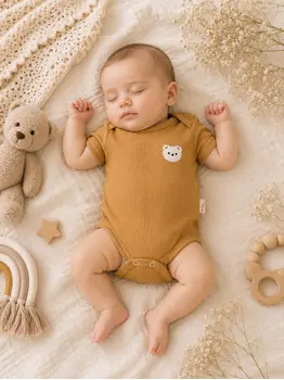 Big Bear Bodysuit Caramel - ჩვილის ბოდე, 2 image