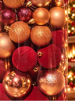 Burgundy Velvet Bauble Set - ნაძვის ხის სათამაშოების ნაკრები, 2 image