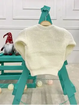 Cute Knitted Sweater White - გრძელ მკლავიანი სვიტერი, 2 image