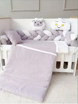 Yuar Baby Braided Eko Bedding Set for crib Grey ახალშობილის საწოლის თეთრეული