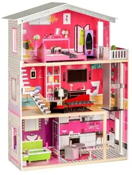 Wooden Doll House with elevator TS006 თოჯინის ხის სამ სართულიანი სახლი ავეჯით, 3 image