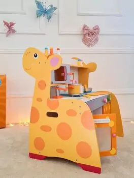 Giraffe Toy Wooden Kitchen With Accessories - ჟირაფის ხის სათამაშო სამზარეულო, 3 image