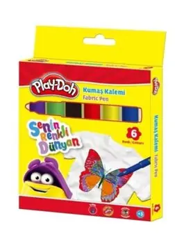 Play-Doh Fabric Pen 6 Colors KE017 ტანსაცმლის მოსახატი ფერადი ფლომასტერების ნაკრები, 2 image