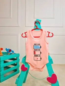 Bebio Bodysuit Baby & Daddy & Mommy Pink - ჩვილის ბოდე