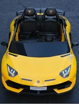 Lamborghini Sport Car Yellow - ელექტრო მანქანა კაუჩუკის საბურავებით, 6 image