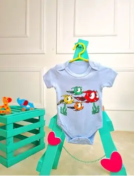 Bebio Bodysuit Colorful Fish Blue - ჩვილის ბოდე